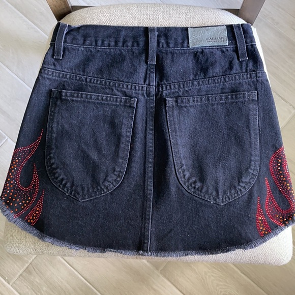 Black with flames Carmar denim skirt - Picture 3 of 4